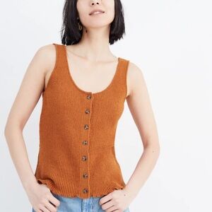 Madewell Button-Front Tank Top - Burnt Orange